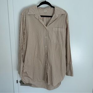 ARKET oversized poplin button down shirt brown stripe